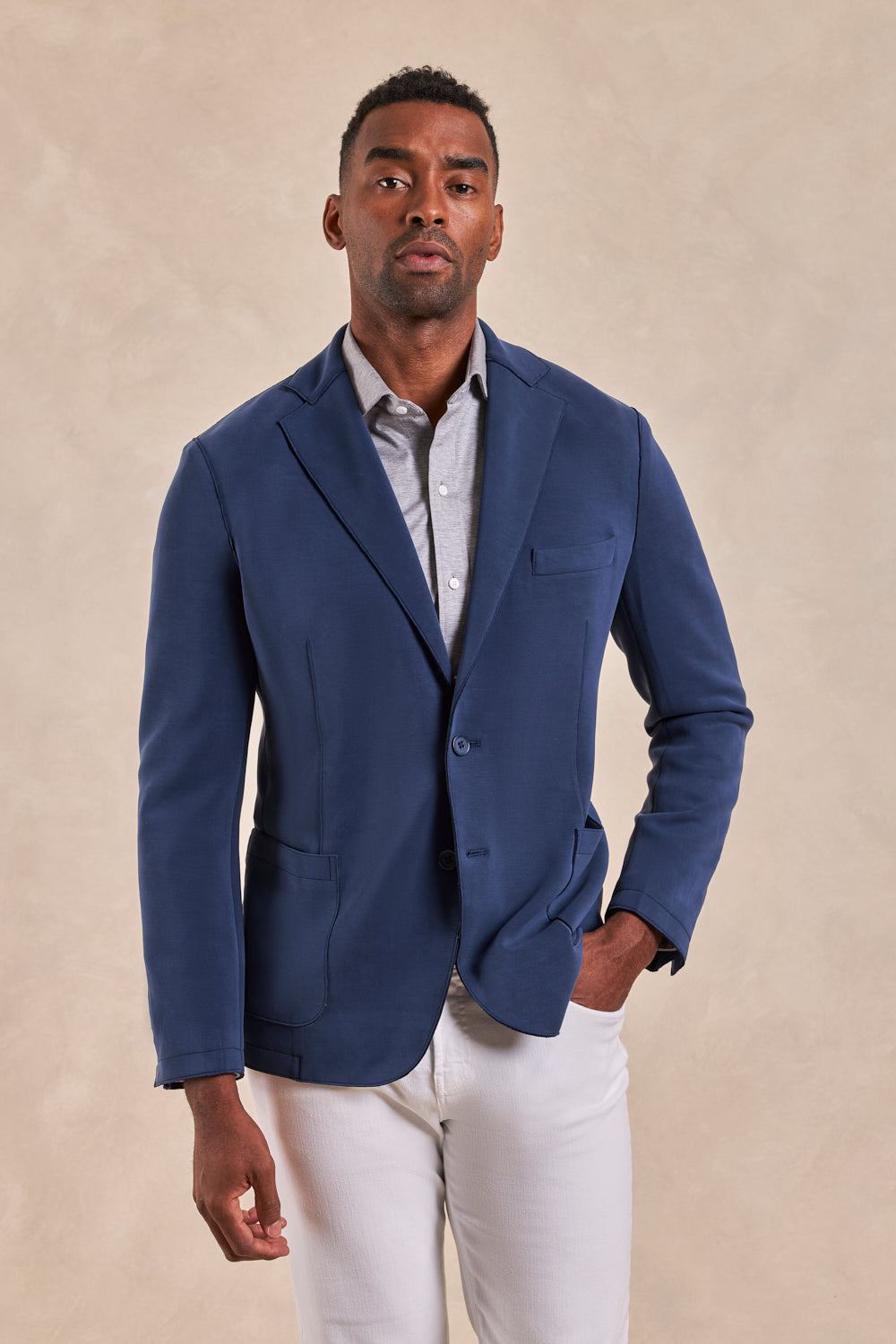 The Luca - Double Knit Soft Jacket - Blue Bay